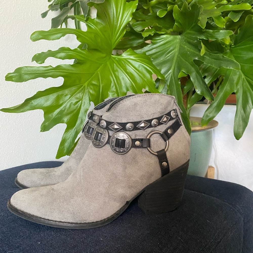 Gray Suede Ankle Booties